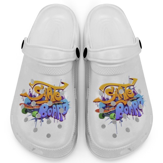 Skateboard Graffiti Art Design Clogs