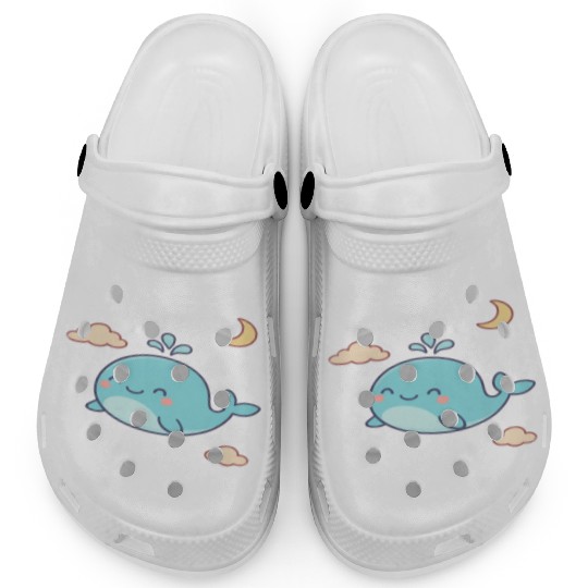 Playful Blue Whale Cartoon Design Clogs