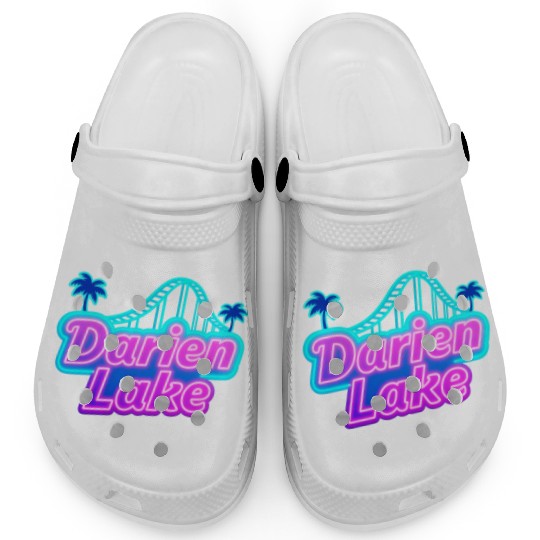 Neon Daren Lake Sign with Roller Coaster and Palms Clogs