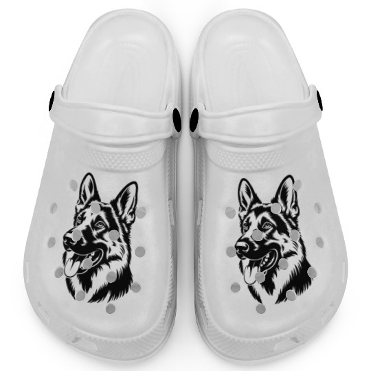German Shepherd Head Illustration Clogs