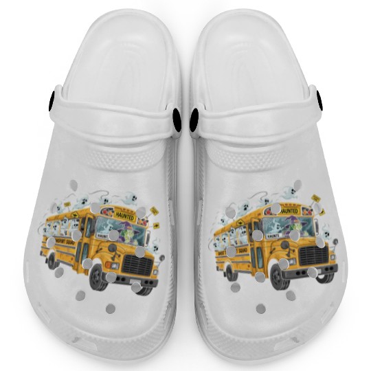 Haunted Ghost Transport School Bus Clogs