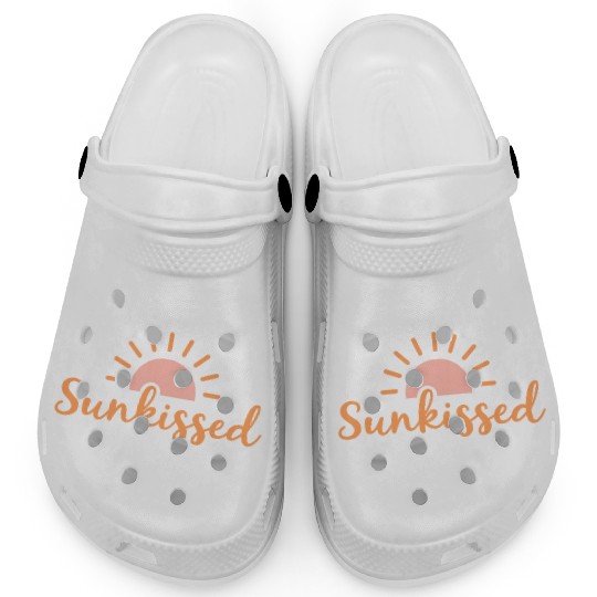 Sunset Bliss Vintage Typography Design Clogs