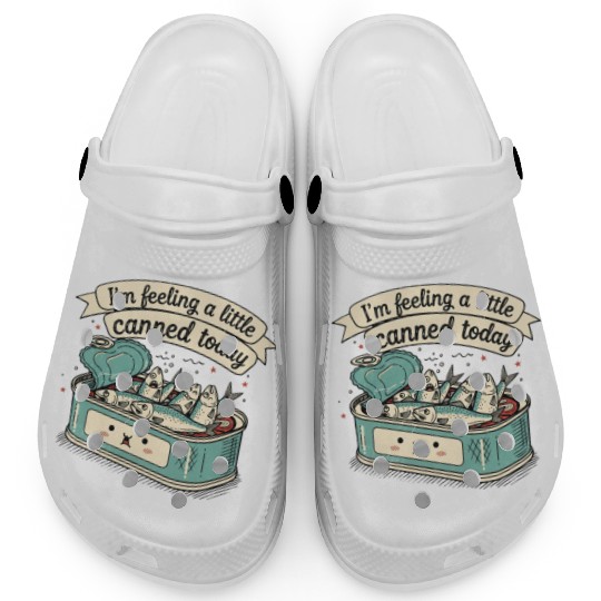 Whimsical Canned Fish Humor Design Clogs