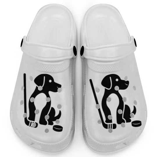 Dachshund Beagle hockey pet silhouette minimalist Clogs