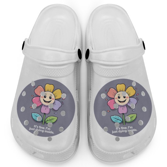 Whimsical Sad Flower with Funny Quote Clogs