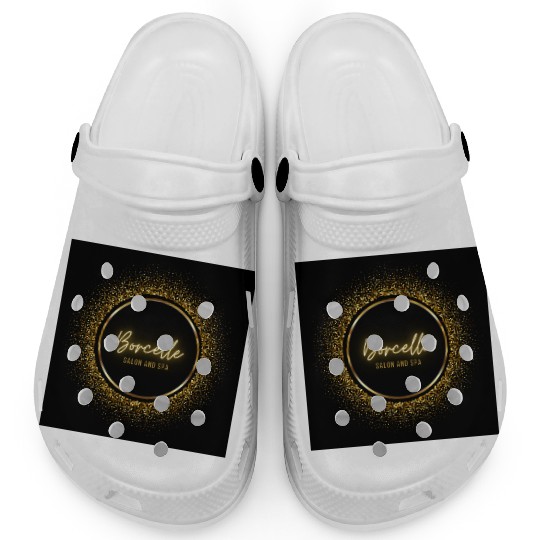 Elegant Gold Sparkle Salon Logo Clogs