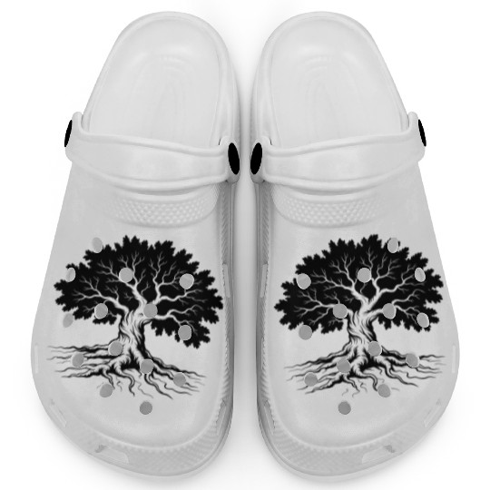 Elegant Tree of Life Silhouette Clogs