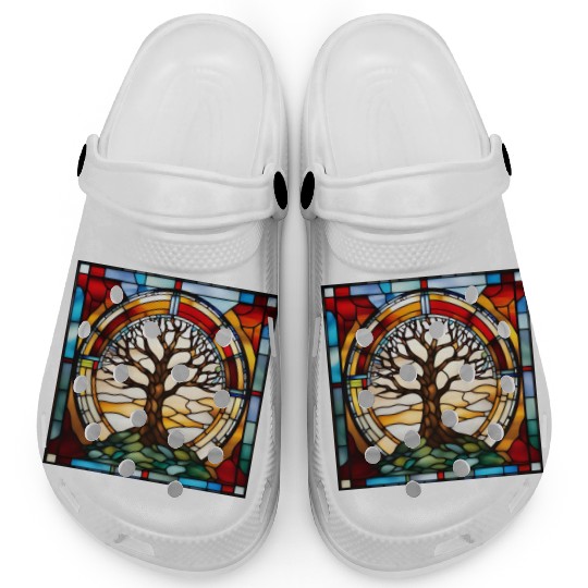 Stained Glass Tree of Life Artwork Clogs
