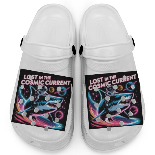 Cosmic Adventurer Shark Print Clogs