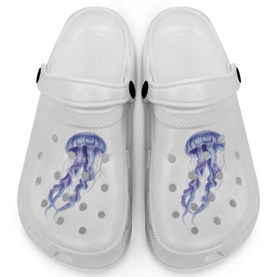 Bioluminescent Purple Jellyfish Illustration Clogs