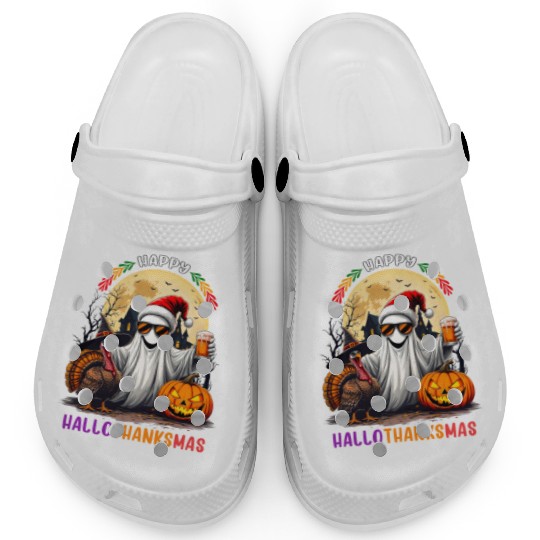 Happy Hallothanksmas Halloween Thanksgiving Xmas Clogs