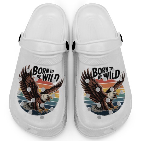 Born to Be Wild Eagle Illustration Clogs