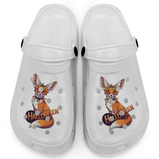 Enchanted Fox with Jack-o-Lantern Mask Clogs