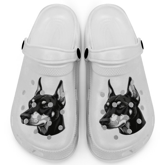 Elegant Black and White Husky Portrait Clogs