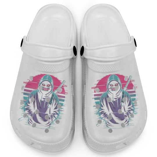 Glitch Ninja Katana Streetwear Futuristic Clogs
