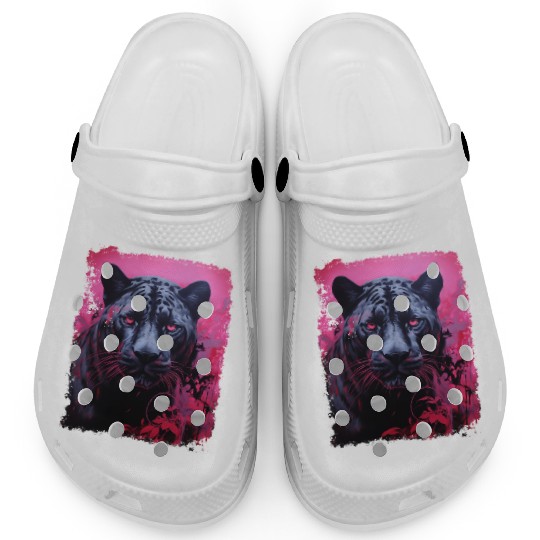 Pink Pop Art Black Panther  Clogs