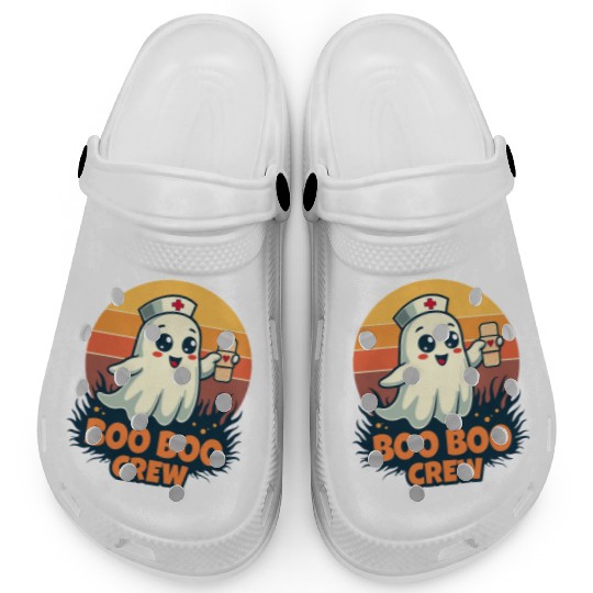 Halloween Boo Boo Crew Cute Ghost Nurse Doctor Clogs