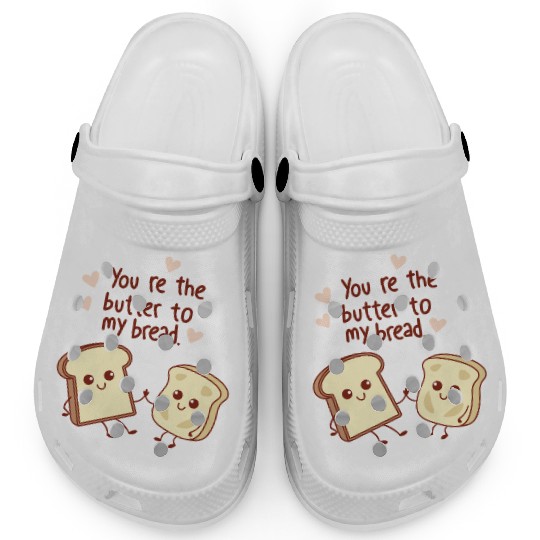 Cute Bread and Butter Kawaii Valentine Design Clogs