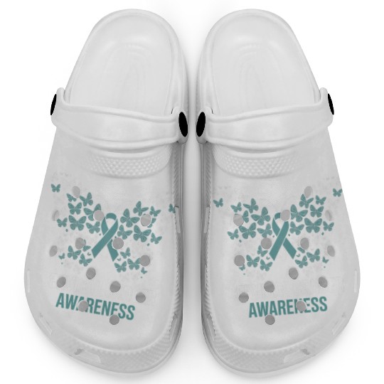 Cervical Cancer Awareness Butterfly Design Clogs