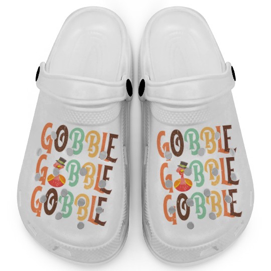 Festive Turkey and Gobble Text Pattern Clogs