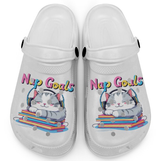 Cute Cat Nap Goals Design Clogs