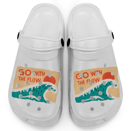 Sunset Wave Inspirational Design Clogs