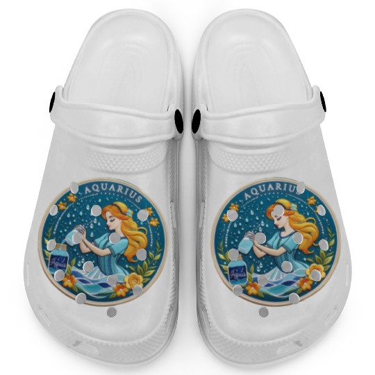 Aquarius Stylish Watercolor Zodiac Illustration Clogs