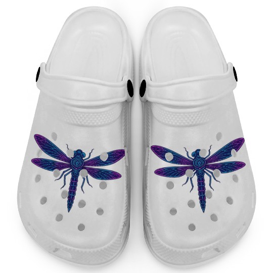 Neon Mythical Dragonfly Illustration Clogs