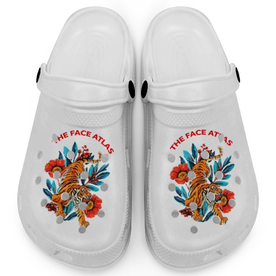 Vibrant Tiger and Floral Tattoo Style Clogs