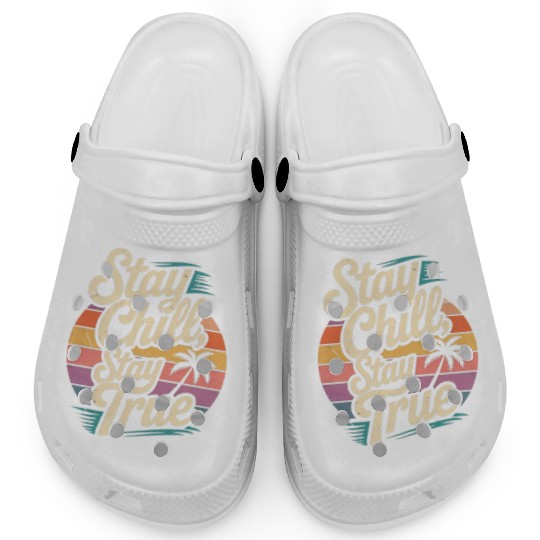 Chill Vibes Sunset Illustration Clogs