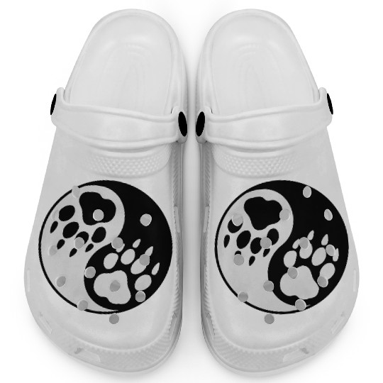 wolf paw ying yang Clogs