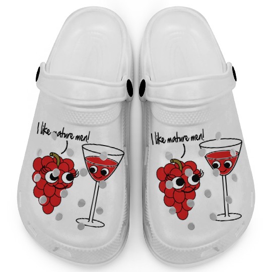 "I like mature men" Grape / Wine Vector Design Clogs
