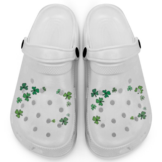 Dark green shamrocks, St Patrick's Clogs