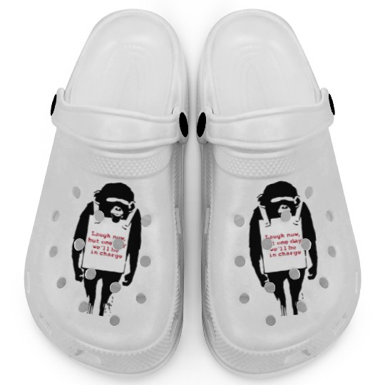 Banksy Laugh Now Monkey Clogs