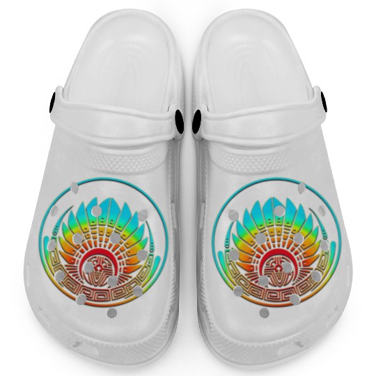 Mayan mask, crop circle, Quetzalcoatl, aztec Clogs