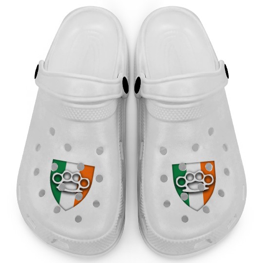 Southie Brass Knuckle Irish Flag Crest Clogs