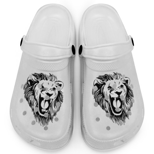 Lion - male face roaring Clogs