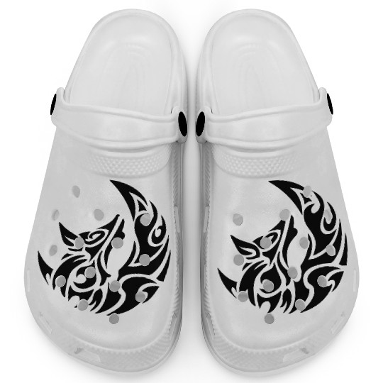 tribal wolf and moon tattoo Clogs