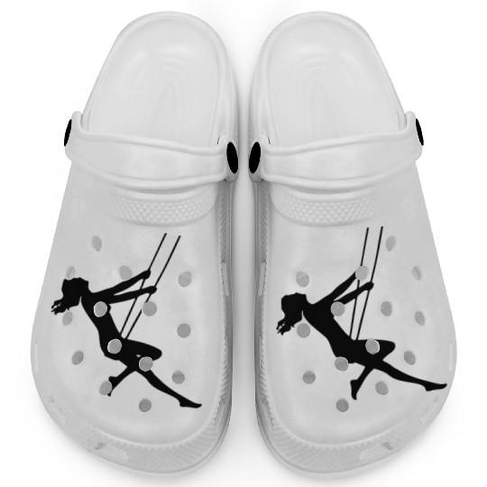 Lady On Swing Isolated Clogs