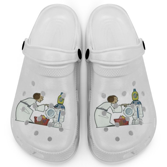 Funny Star Wars r2d2 and Leia comic Clogs