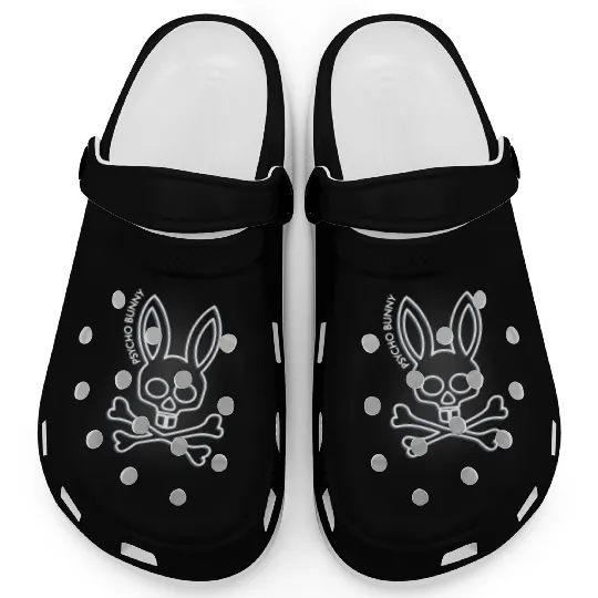 Psycho Bunny Sweater Big Bunny Embroidered Logo Black Clogs Men Sz Lg $145