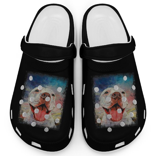 Discover Pitbull Pet White Pitbull Colorful Dog Lover Painting Vintage Clogs