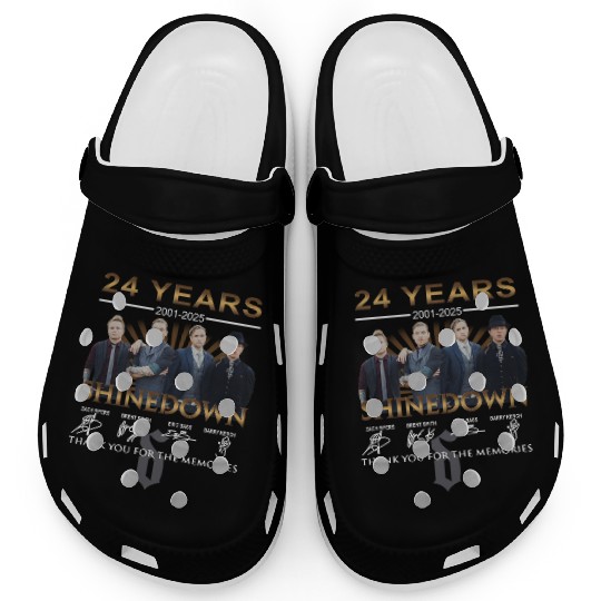 Signatures shine down Band 24 Years Clogs, shine down Dance Tour 2025 Clogs, shine down Fan Gift, shine down Band Merch, shine down Rock Band Clogs