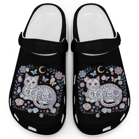 Cancer Zodiac Cat Mystical Art Clogs