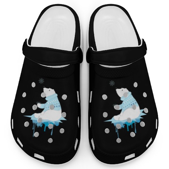 Polar bear with snowflakes Clogs