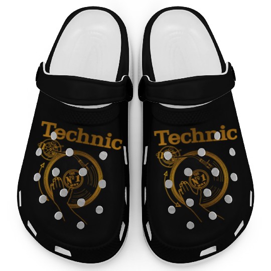 gold turntable Clogs
