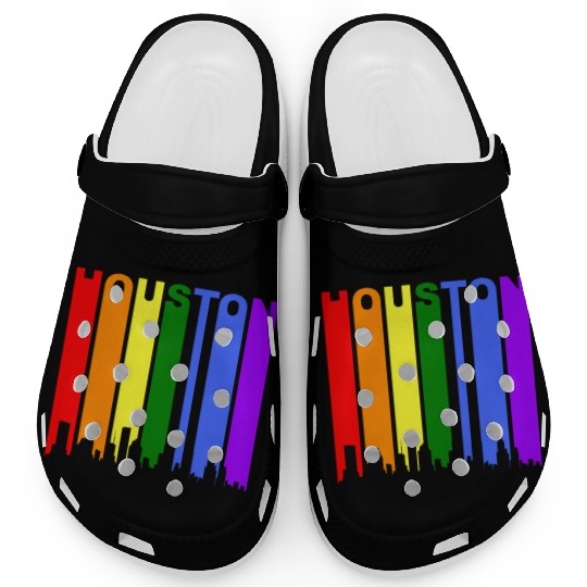 Houston Texas Rainbow Skyline LGBT Gay Pride Clogs