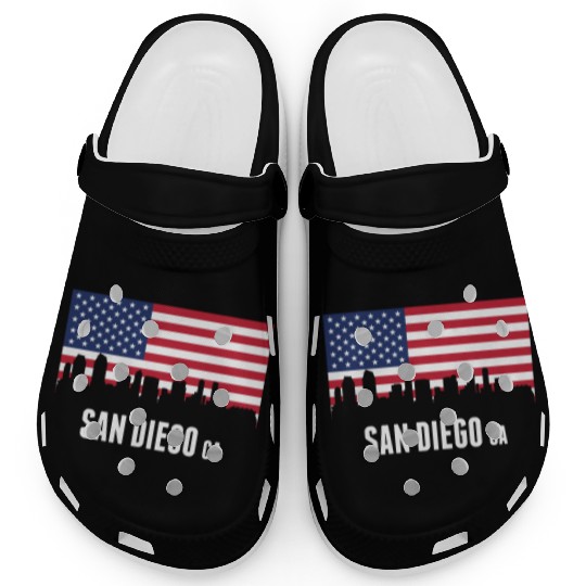American Flag San Diego Skyline Clogs