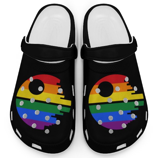 Rainbow Death Star Clogs