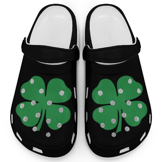 Green 4 Leaf Clover Solid Clogs
